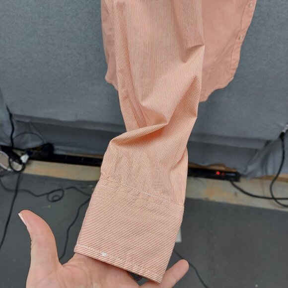 Cutter & Buck NWT Women's Orange striped S Long Sleeve Button Down - Picture 4 of 11